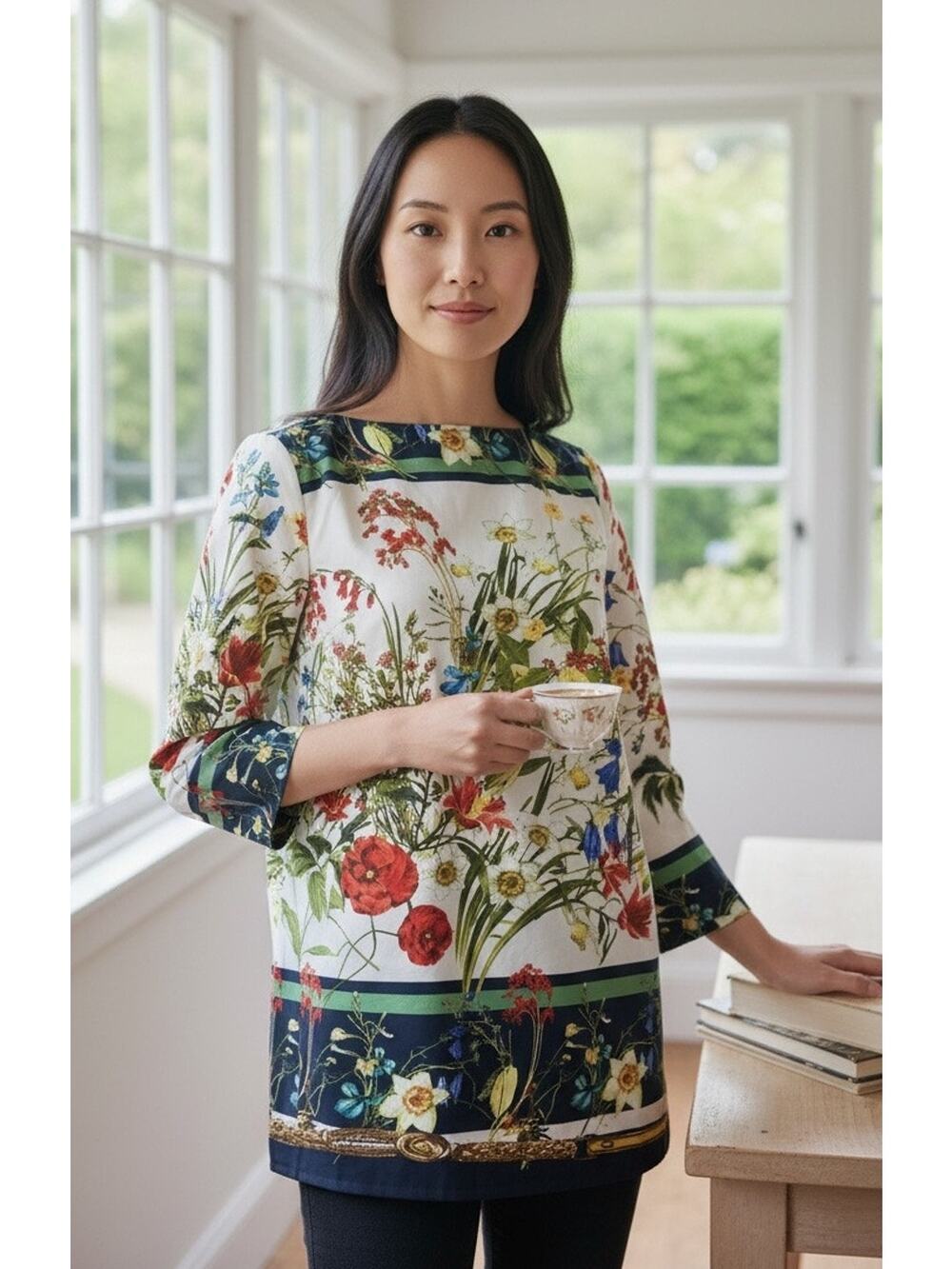 Linea by Louis Dell'Olio Floral Garden/ English Garden Blouse